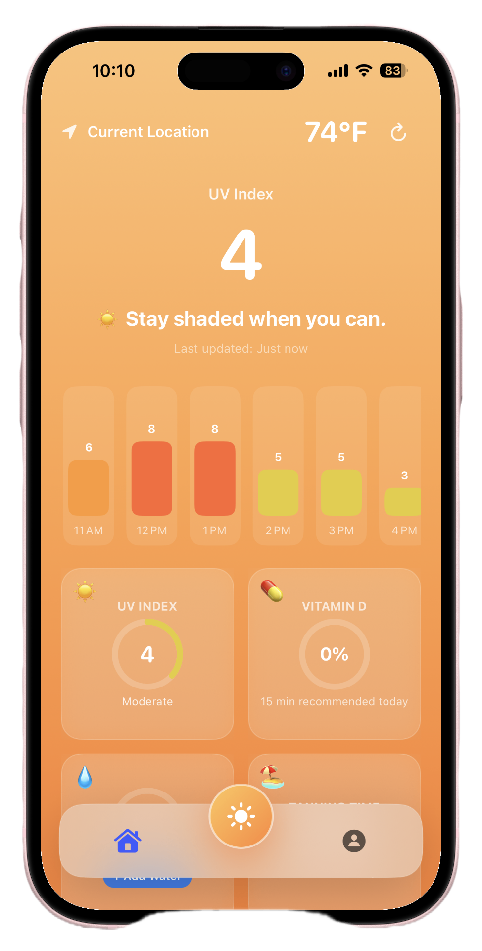 UV index and hydration dashboard